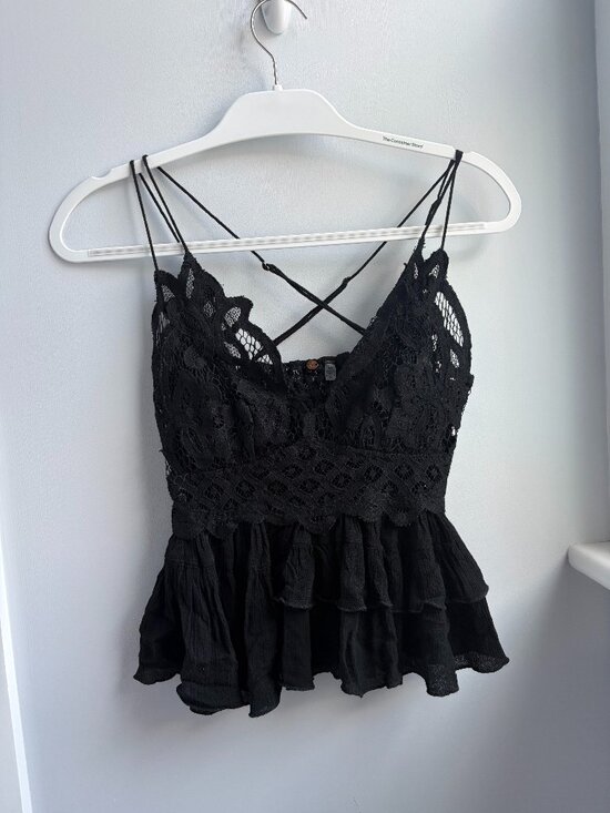 Free People Tops - Free People Black Adella Cami